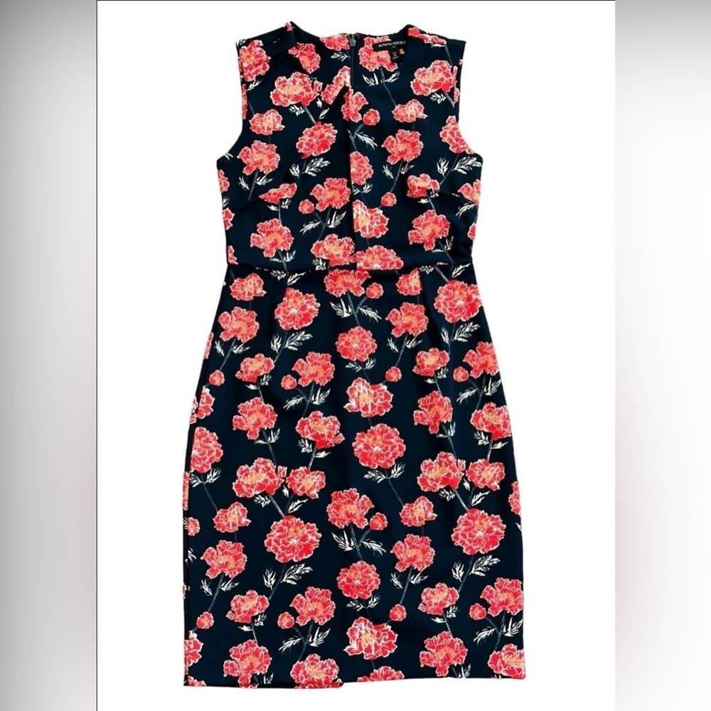 Banana Republic Dress Womens Size 8 Floral Sleeveless Zip Back Sheath